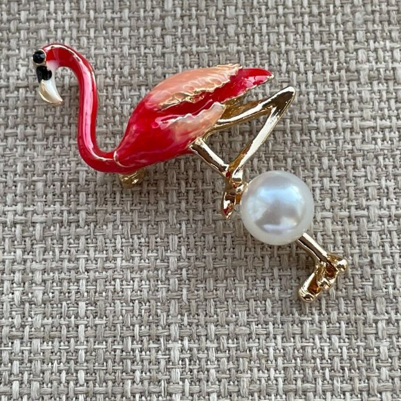 Flamingo Brooches Women Brooch Fashion Jewelry Pink Enamel Pin Bird Brooch - Picture 2 of 10